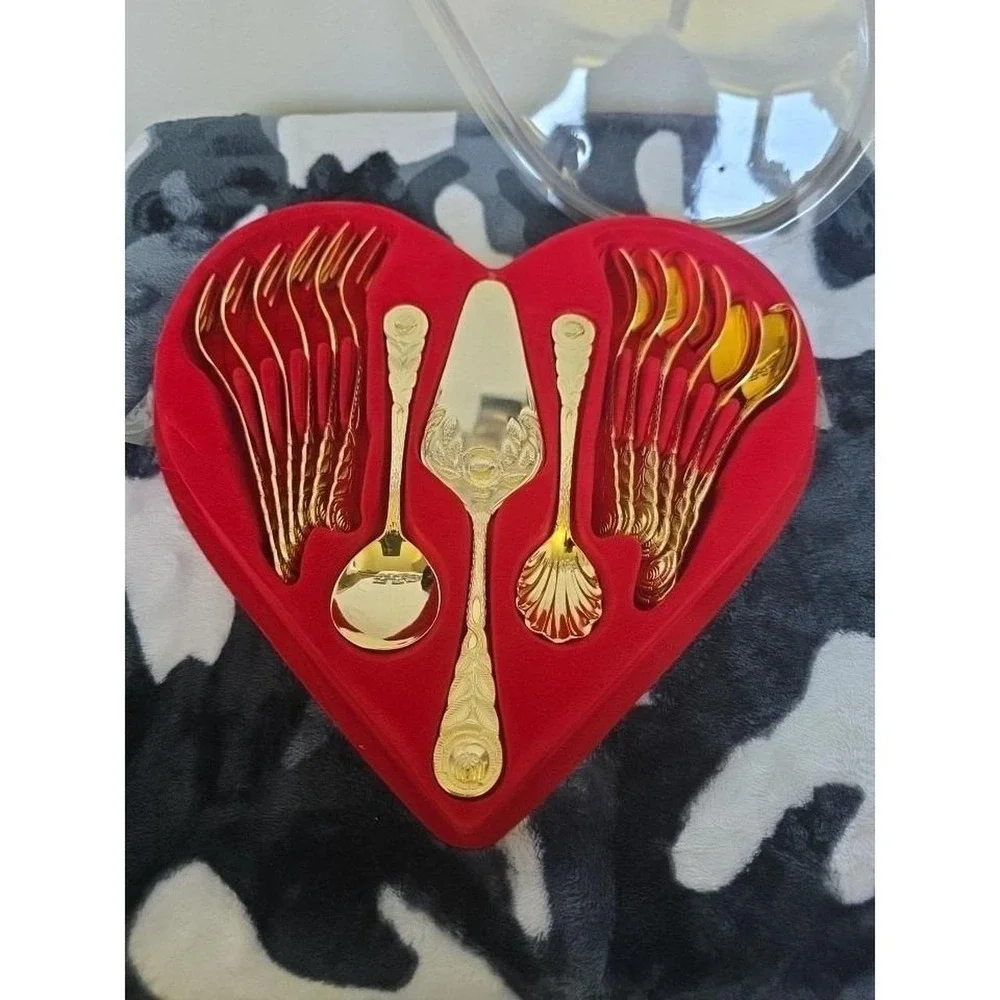 Vintage Gold Plated Coffee & Cake Serving Set Esmeyer Hildesheimer Rose